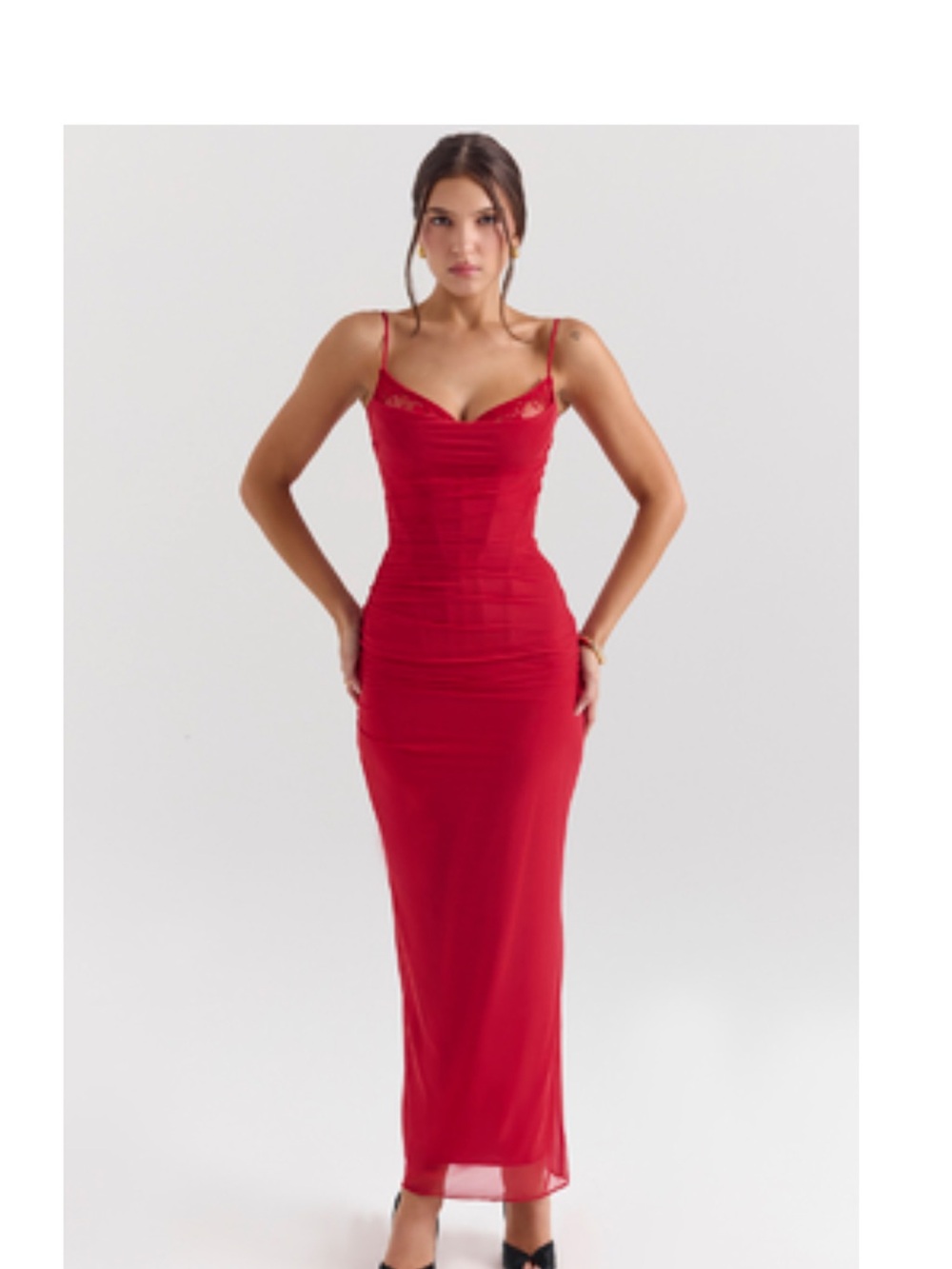 House of CB Red Spaghetti-Strap Maxi Dress